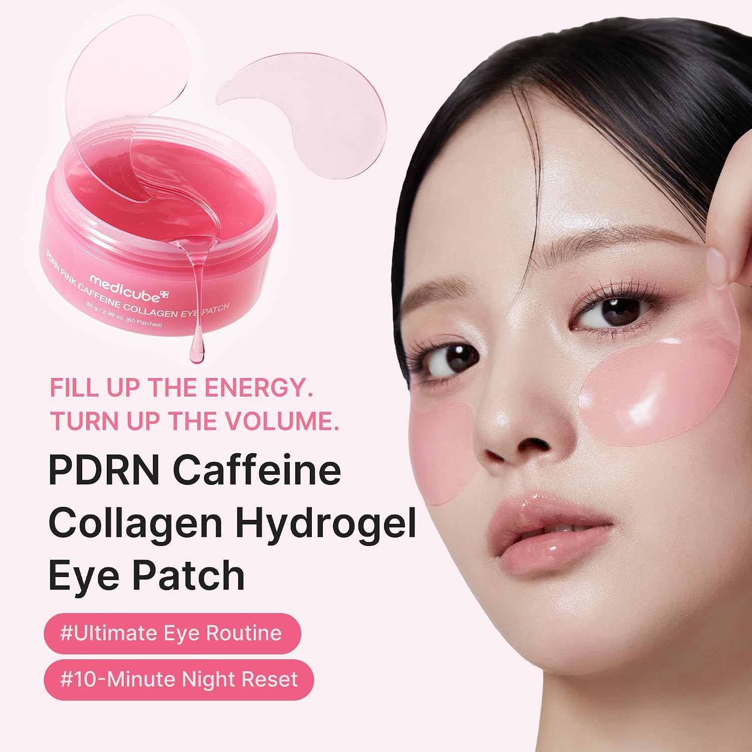 MEDICUBE PDRN Pink Caffeine Collagen Eye Patch (60 Patches) K-Beauty 85g