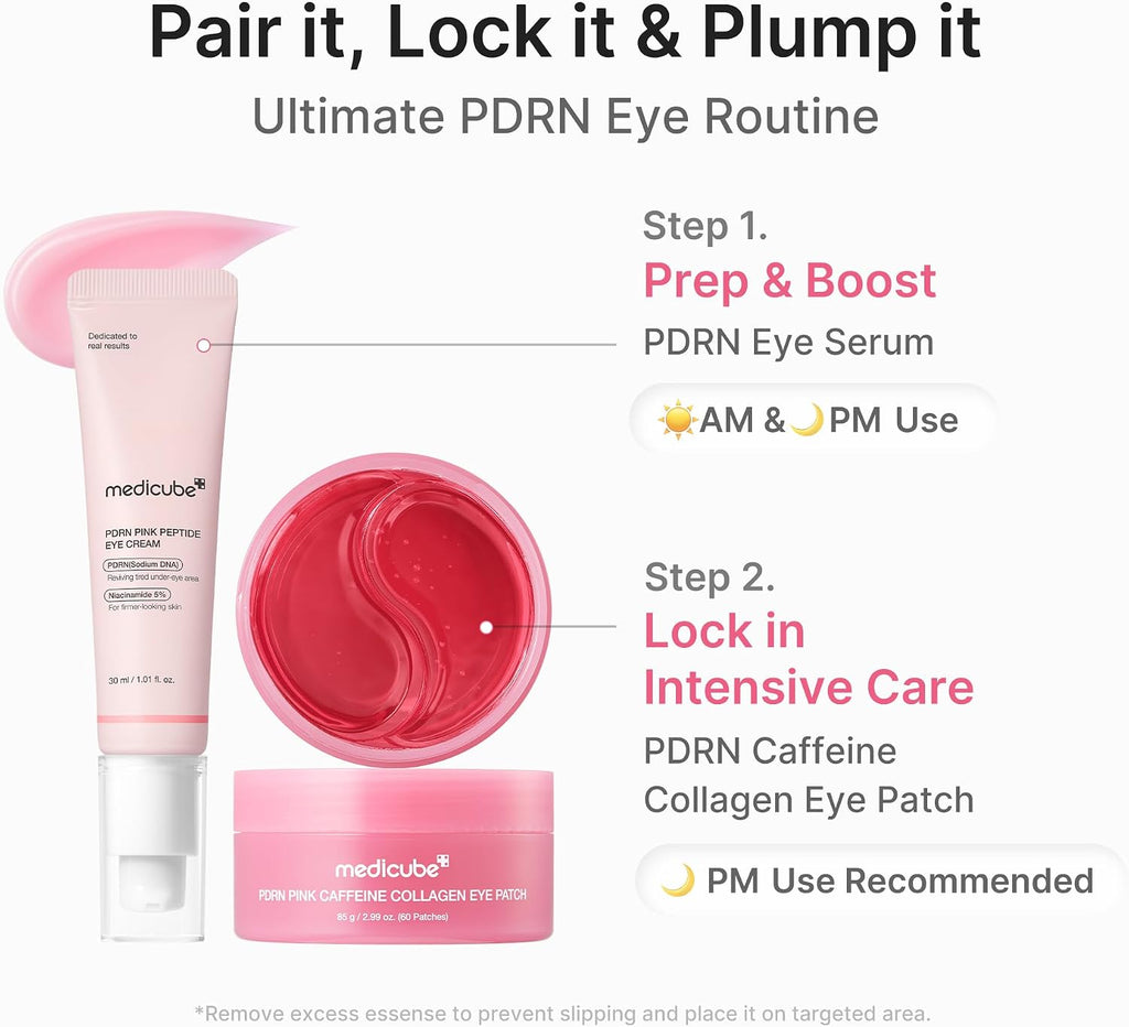 MEDICUBE PDRN Pink Caffeine Collagen Eye Patch (60 Patches) K-Beauty 85g