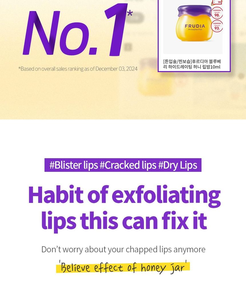 FRUDIA - Blueberry Hydrating Honey Lip Balm
